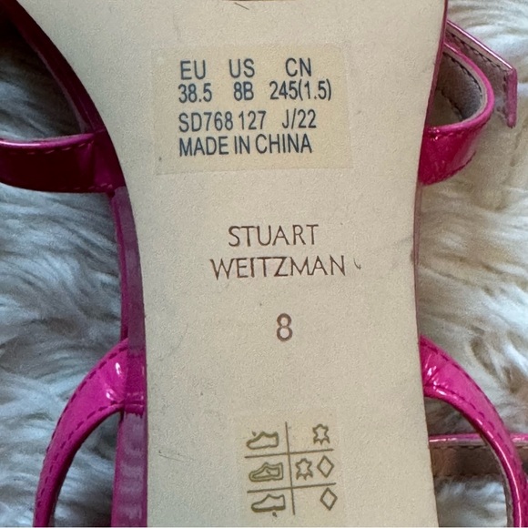 Stuart Weitzman Grecian Buckle Wedge Sandal In Pink - Size 8 - Picture 5 of 5